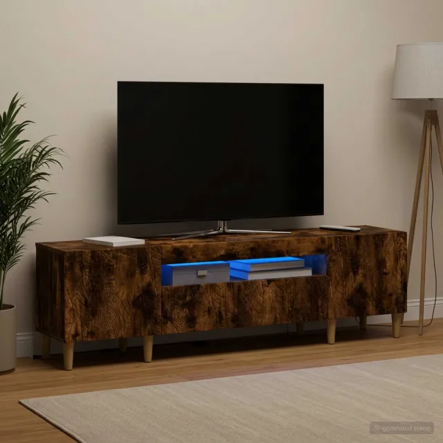 vidaXL LED tv-meubel DELFT 153 x 35 x 43 cm Gerookt eiken Bewerkt hout, foto 2