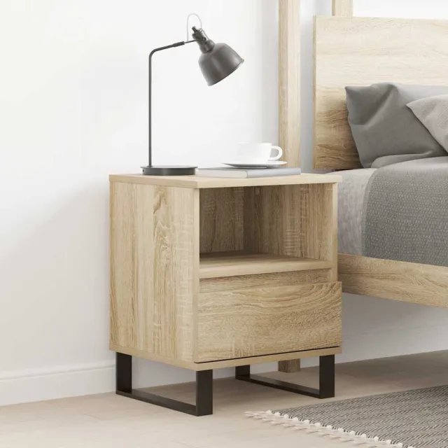 vidaXL Nachtkastje 40x35x50 cm bewerkt hout sonoma eikenkleurig, foto 2