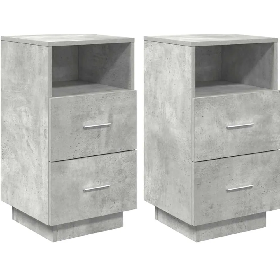 vidaXL Nachtkastjes 2 st met 2 lades 36x36x68 cm betongrijs grijs, foto 3