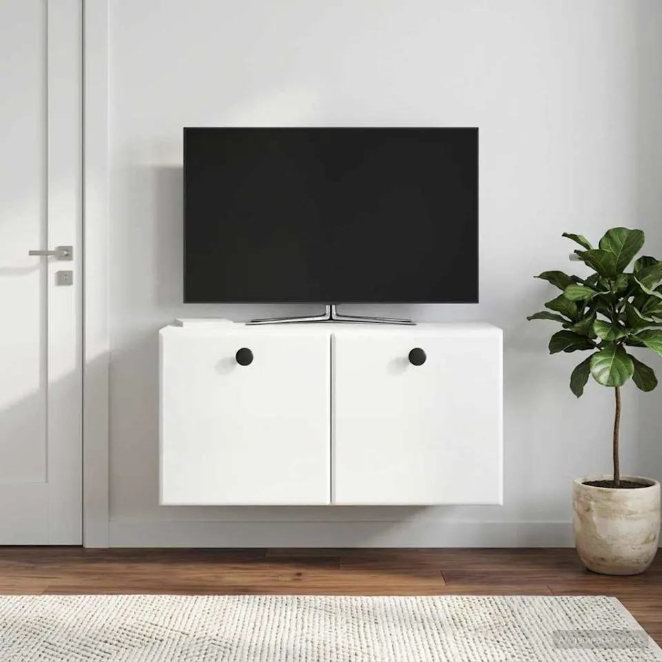 vidaXL Wandbeugel TV-kast 59,5 x 31 x 30 cm Hoogglans Wit Bewerkt hout, foto 4