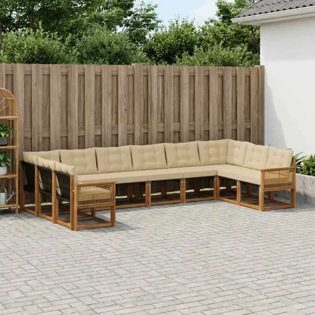 vidaXL Buiten bankenset 10 st 10-zits Natuurlijk en Beige