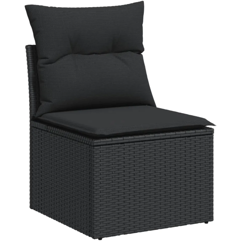 vidaXL 11-delige Loungeset met kussens poly rattan zwart