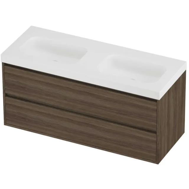 Proline Haga Badmeubelset Polystone Mezza Greeploos 120x46x58 cm Mat White Vital Oak Eiken