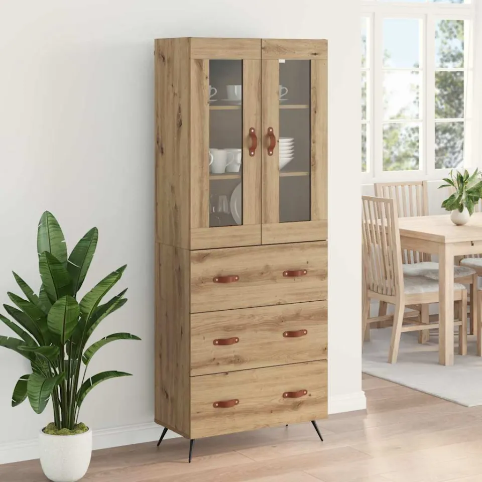 vidaXL Hoge opbergkast met plank 2 st Artisan Eiken 69,5 x 34 x 180 cm, foto 4