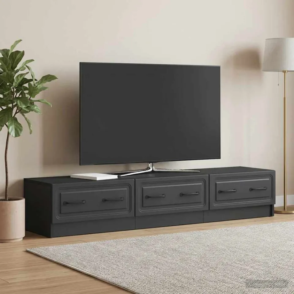 vidaXL TV-kast 147 x 34,5 x 27 cm Zwart Bewerkt hout, foto 4