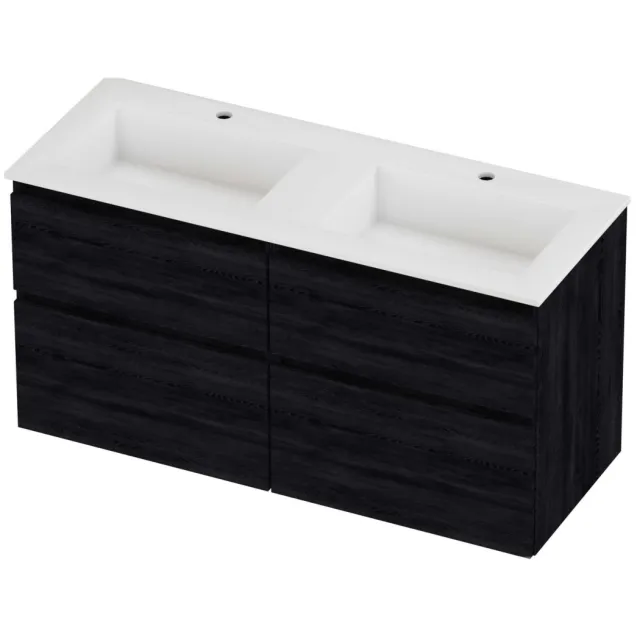 Proline Aristo Badmeubelset Polystone Elegant 4 Laden 120x46x62 cm Mat White Black Oak Eiken