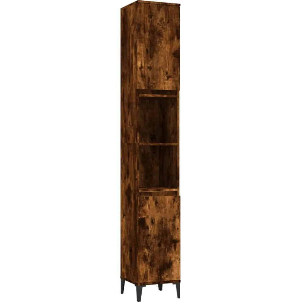 vidaXL 3-delige Badkamermeubelset bewerkt hout gerookt eikenkleurig, foto 4