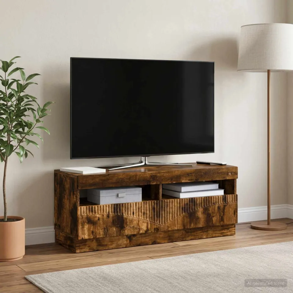 vidaXL LED tv-meubel Gerookt eiken Bewerkt hout, foto 4