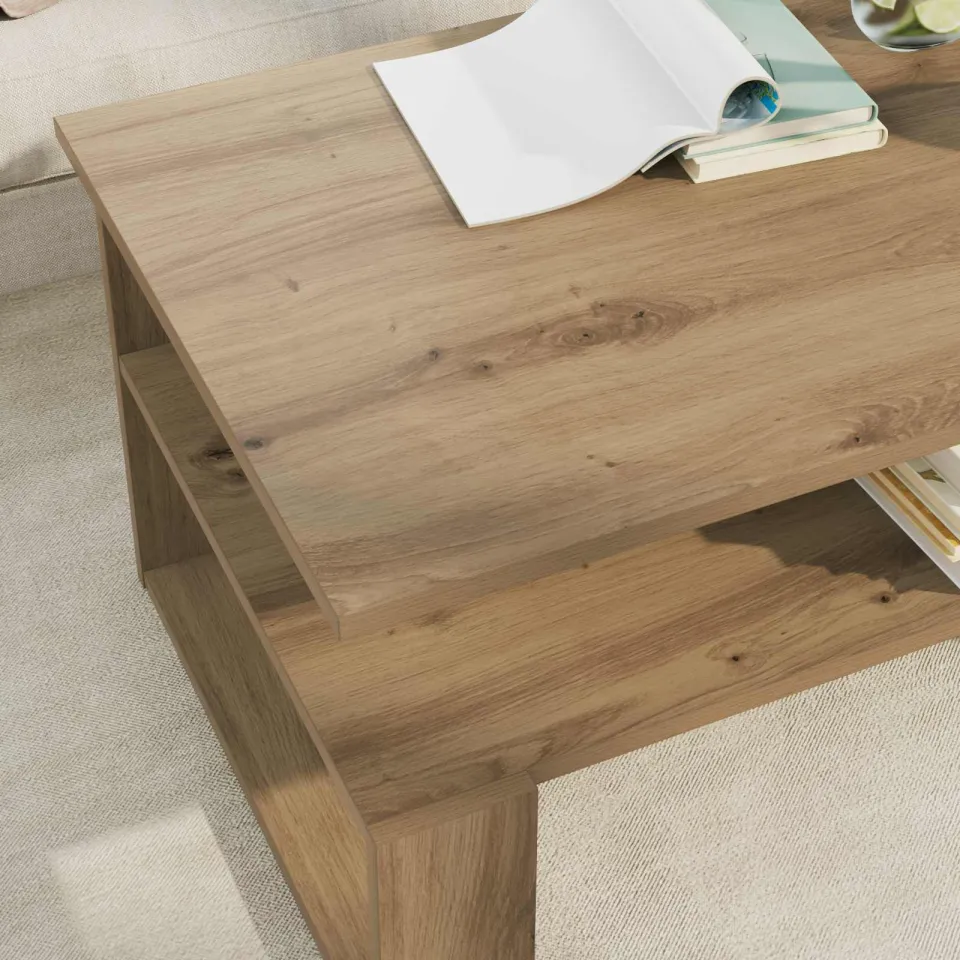 vidaXL Salontafel Artisan Eiken 90 x 50 x 40 cm Bewerkt hout, foto 4
