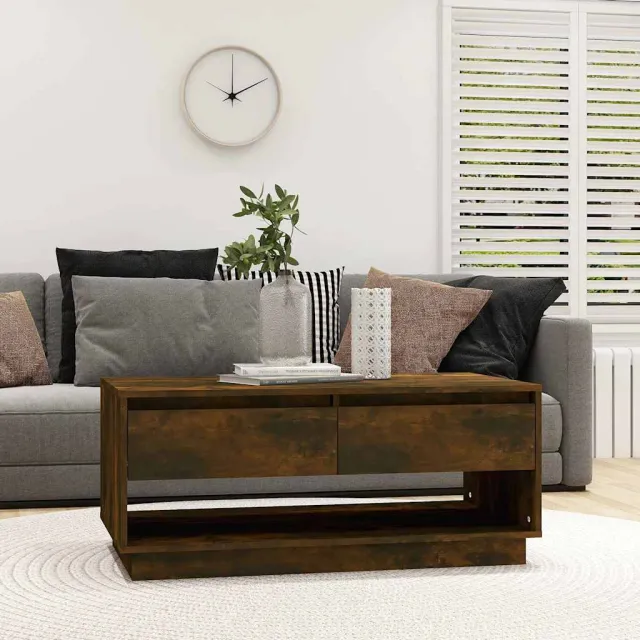 vidaXL Salontafel 102,5x55x44 cm bewerkt hout gerookt eikenkleurig Bruin