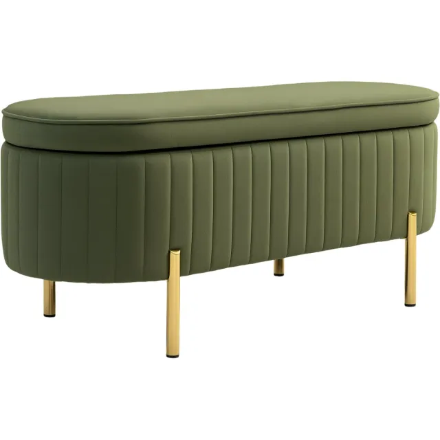 HOMCOM-Opbergpoef HOMCOM Opbergpoef - Fluweelachtige stof (100% polyester) - 108x44x43,5 cm - Donkergroen