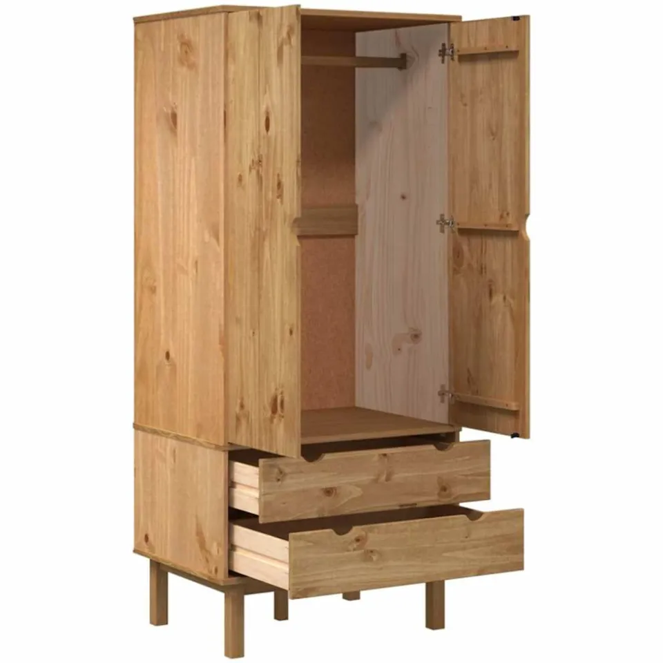 vidaXL Kledingkast OTTA 76,5x53x172 cm massief grenenhout bruin, foto 4