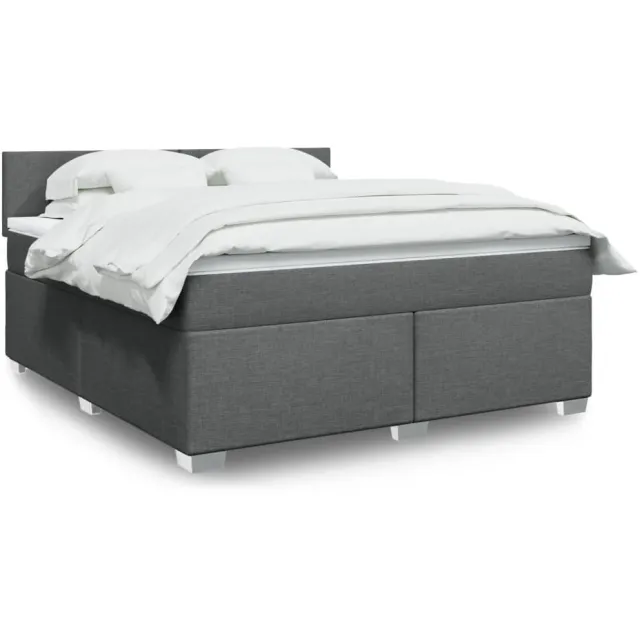 vidaXL Boxspring met matras stof donkergrijs 180x200 cm grijs