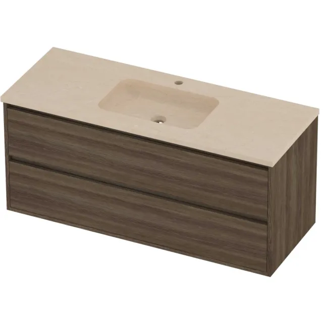 Proline Rollo Badmeubelset Hardsteen Elegant 1 Gat 120x46x54 cm Sand Stone Vital Oak Eiken