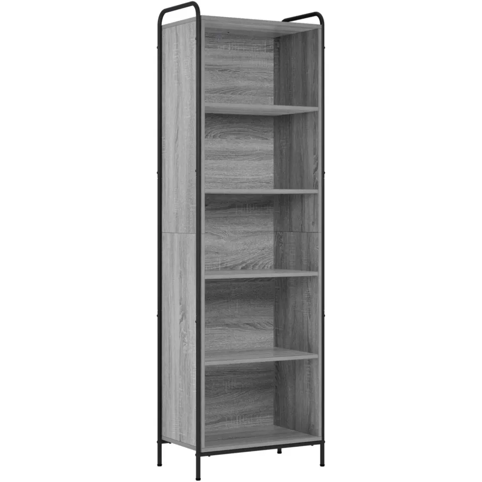 vidaXL Boekenkast 55,5 x 33 x 174 cm Bewerkt hout Grijs Sonoma, foto 3