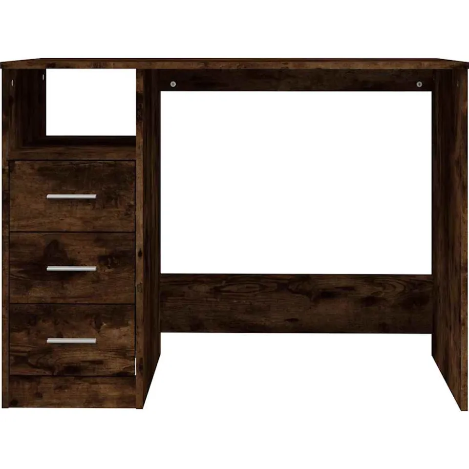 vidaXL Bureau met lades 102x50x76 cm bewerkt hout gerookt eikenkleurig, foto 3