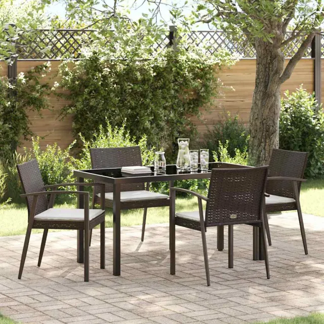 vidaXL Tuin eettafelset 5 st Bruin en zwart PE Rattan