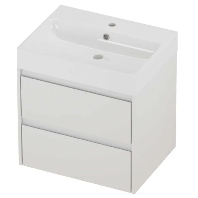 Proline Podium Badmeubelset Polystone Loft 1 Kraangat 60x46x62 cm Glans Wit Glans Wit
