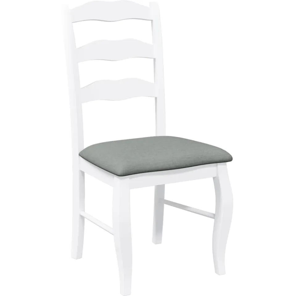 vidaXL Eetkamerstoelen met kussens 2 stuks wit massief hout rubber, foto 4