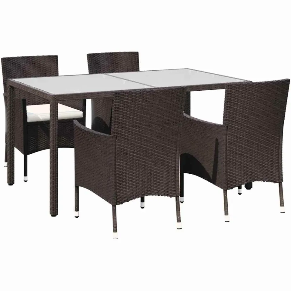 vidaXL 5-delige Tuinset met kussens poly rattan bruin, foto 3