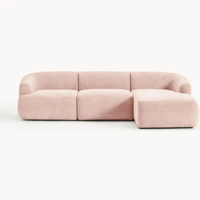 Westwing Collection Modulaire hoekbank Sofia (3-zits) Roze