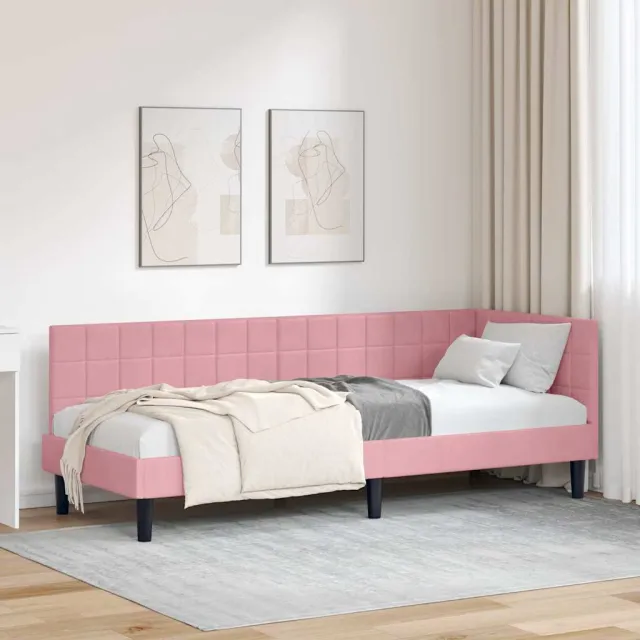 vidaXL Hoekbedframe Roze 80 x 200 cm fluweel