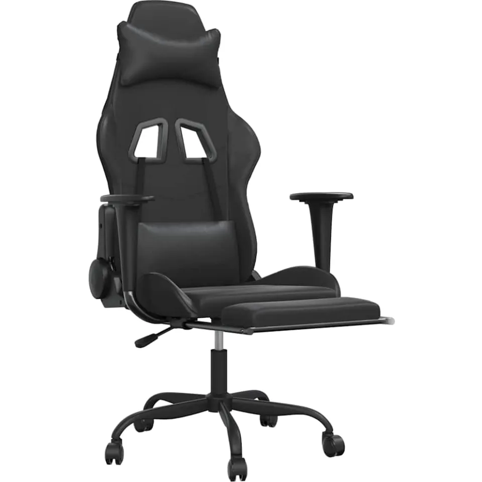 vidaXL Massage gamestoel met voetensteun kunstleer zwart