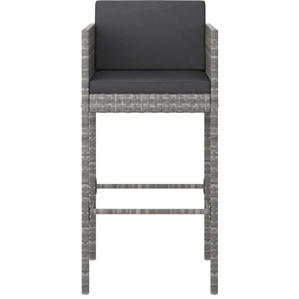 vidaXL 5-delige Tuinbarset met kussens poly rattan grijs, foto 4