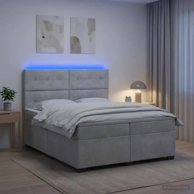 vidaXL Boxspringbed met matras Lichtgrijs 200 x 200 cm Fluweel