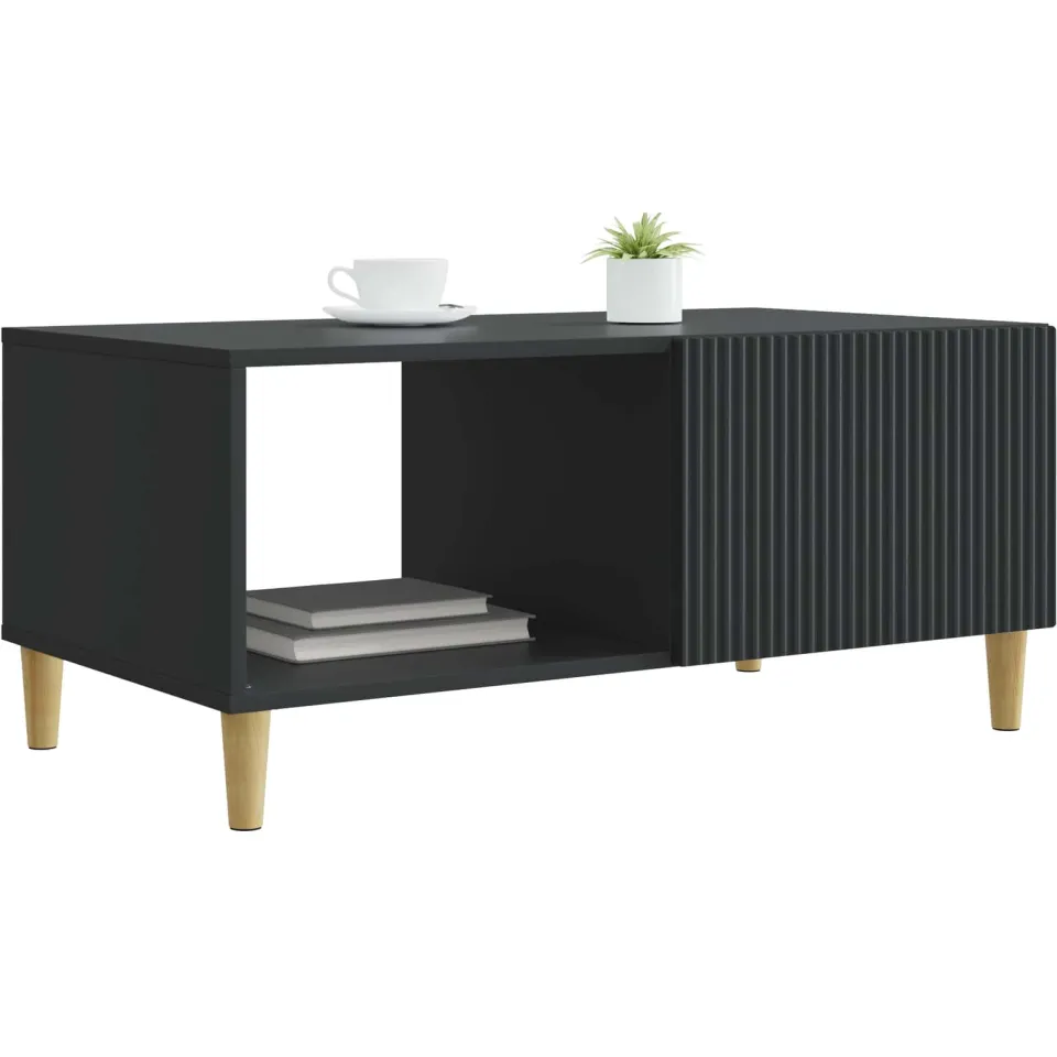 vidaXL Salontafel Zwart 90 x 50 x 40 cm Bewerkt hout, foto 2