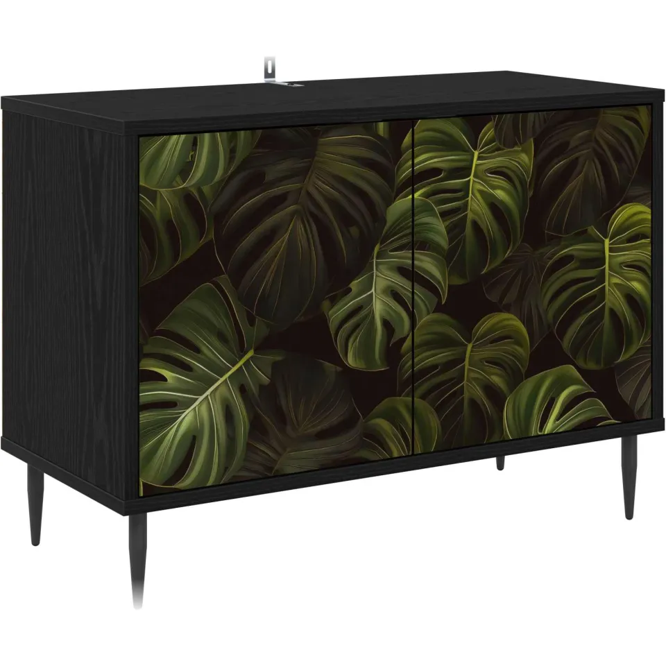vidaXL Tv-meubel ELBURG 69 x 33 x 50,5 cm Zwart eiken Bewerkt hout, foto 3