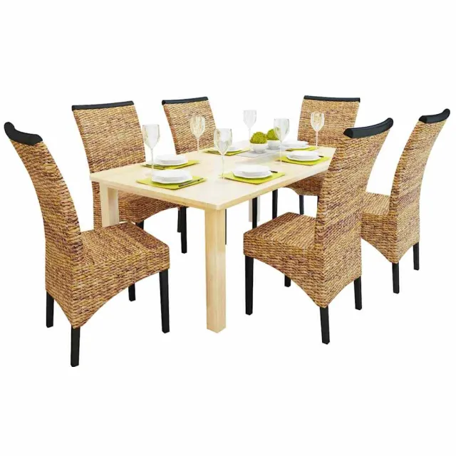 vidaXL Eetkamerstoelen 6 st abaca en massief mangohout bruin