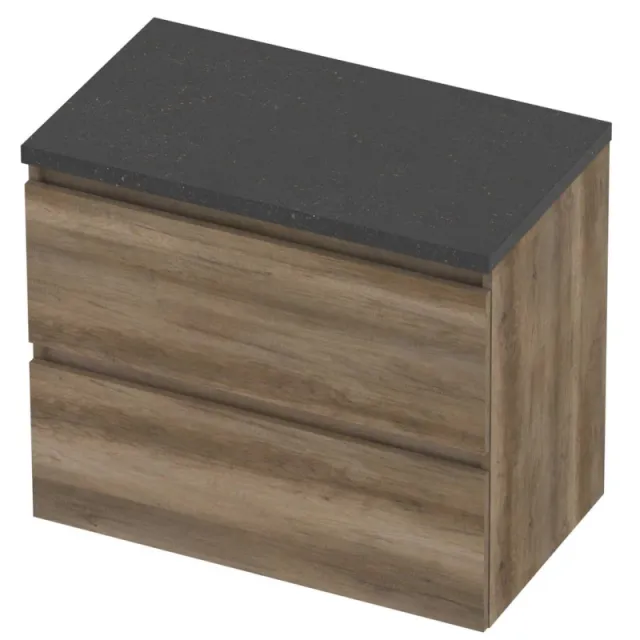 Basic-Line Deck 46 Badmeubelset Greeploos 80x46x66 cm Scotch Oak Blue Stone Grijs