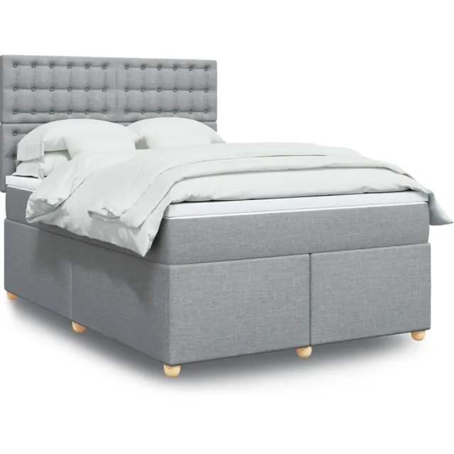 vidaXL Boxspring met matras stof lichtgrijs 160x200 cm grijs