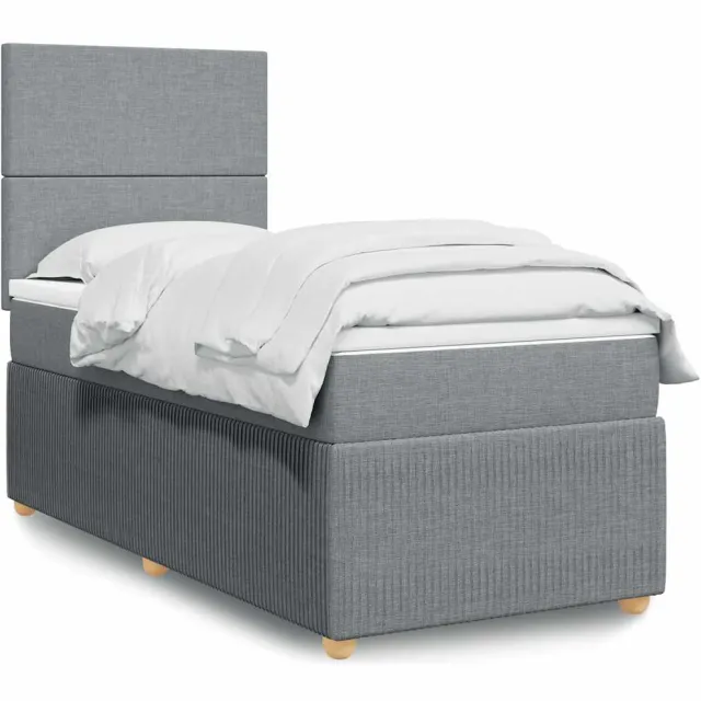 vidaXL Boxspring met matras stof lichtgrijs 100x200 cm grijs