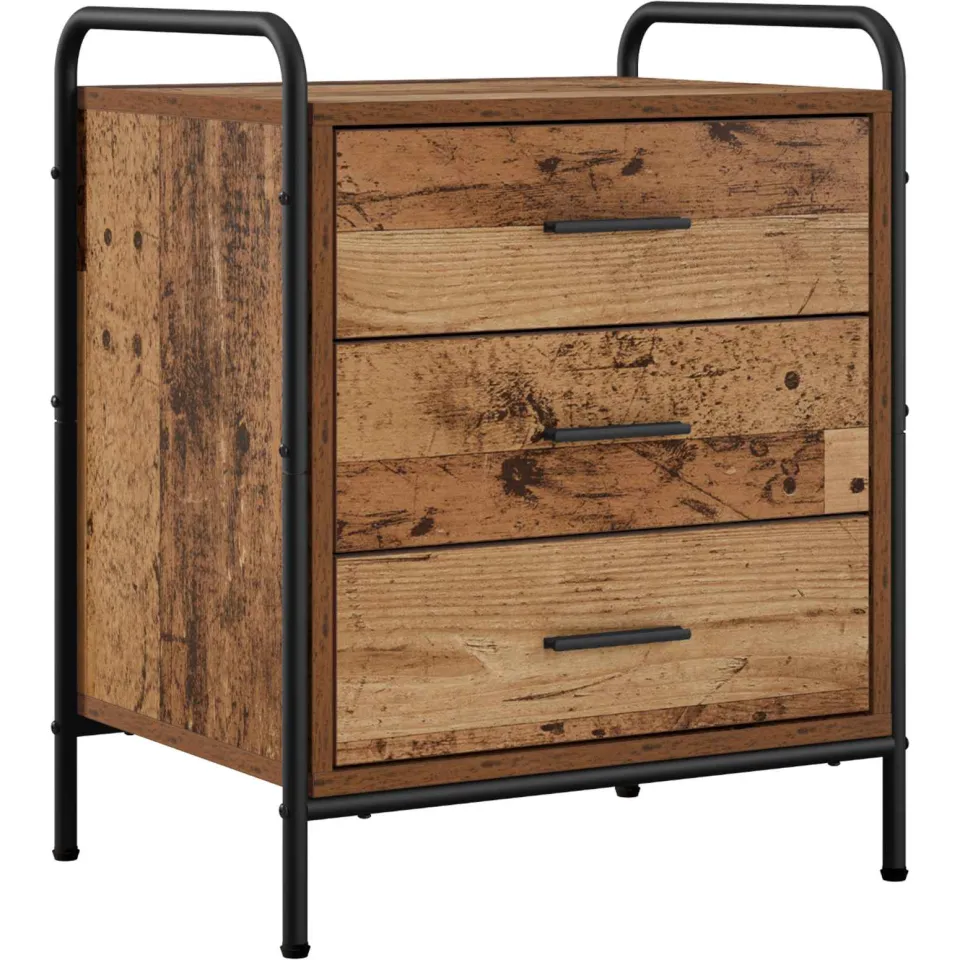 vidaXL Nachtkastje 2 st Oud hout 48 x 36,5 x 60 cm Bewerkt hout Bruin