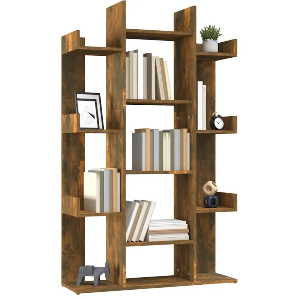 vidaXL Boekenkast 86x25,5x140 cm bewerkt hout gerookt eikenkleurig Bruin