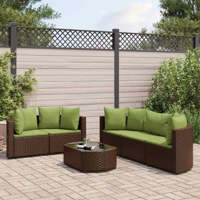 vidaXL 6-delige Loungeset met kussens poly rattan bruin, foto 2