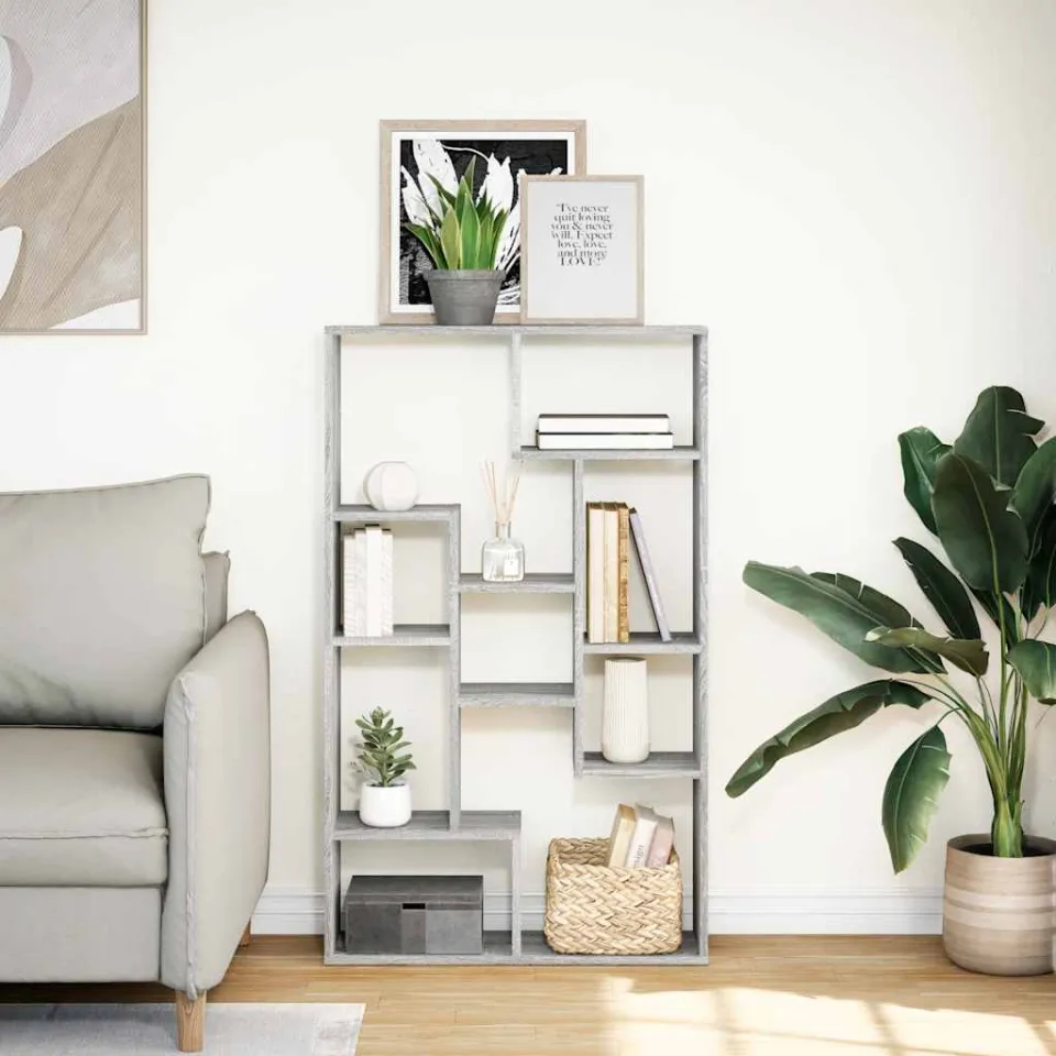 vidaXL Boekenkast 72x20x120,5 cm bewerkt hout grijs sonoma eikenkleurig, foto 2