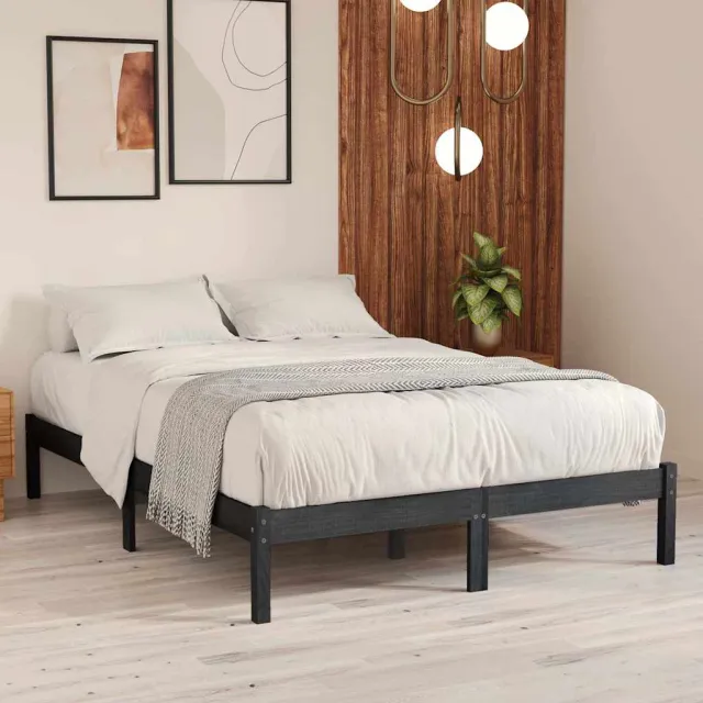 vidaXL Bedframe massief grenenhout grijs 200x200 cm