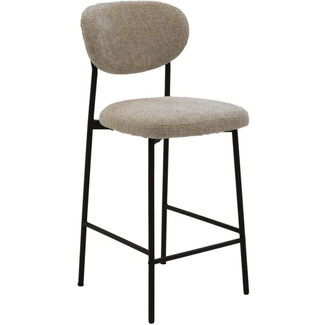 Giga Meubel Barkruk Vajen - Stof/Metaal - Beige - Set van 2