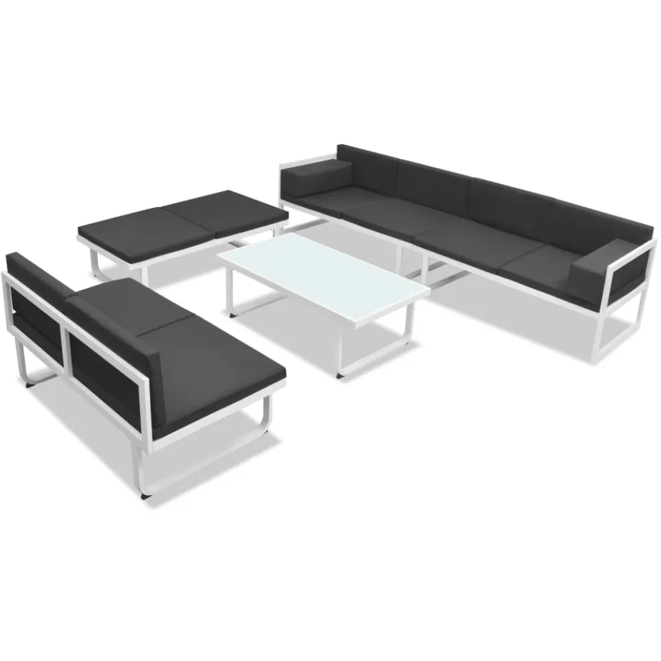 vidaXL 5-delige Loungeset textileen aluminium zwart