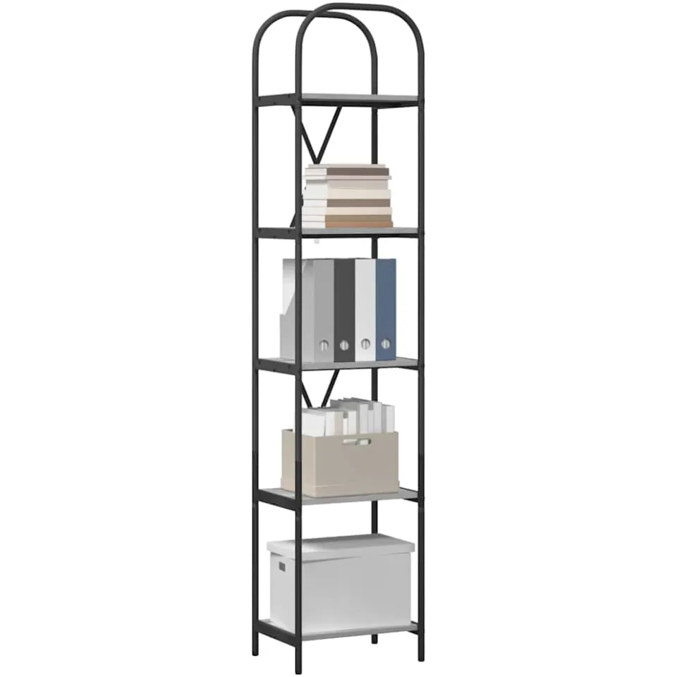 vidaXL Boekenkast 5-laags 40 x 30 x 183 cm Bewerkt hout Grijs Sonoma, foto 3