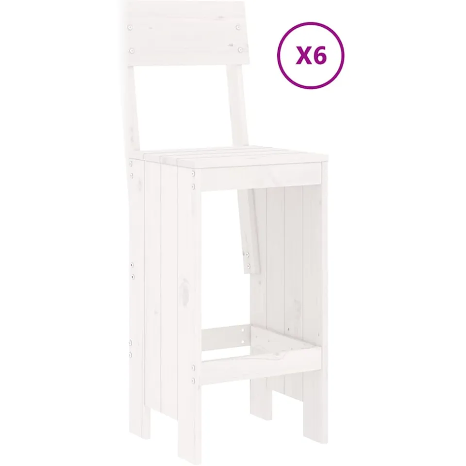 vidaXL 7-delige Barset massief grenenhout wit, foto 3