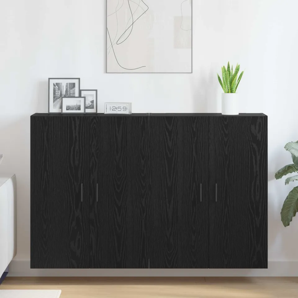 vidaXL Wandkast 2 st Zwart eiken 69,5 x 34 x 90 cm Bewerkt hout, foto 4