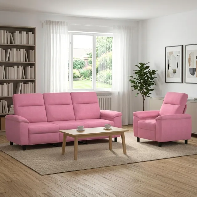 vidaXL Bankstel 2 pcs Roze Stof