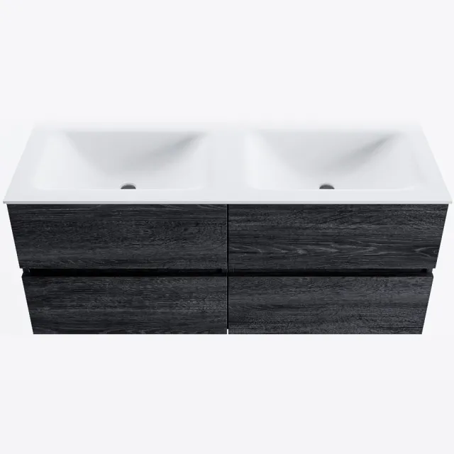 Mondiaz VICA 120cm badmeubel onderkast Antracite 4 lades. Wastafel CLOUD dubbel 2 kraangaten, kleur Talc.