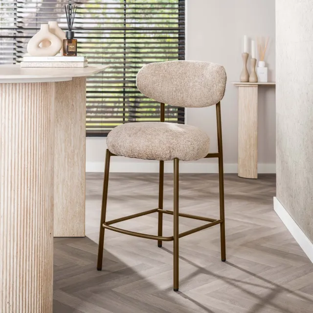 Hoyz Collection Barstoel Veya - Beige - 55x51x96 cm - Set van 2