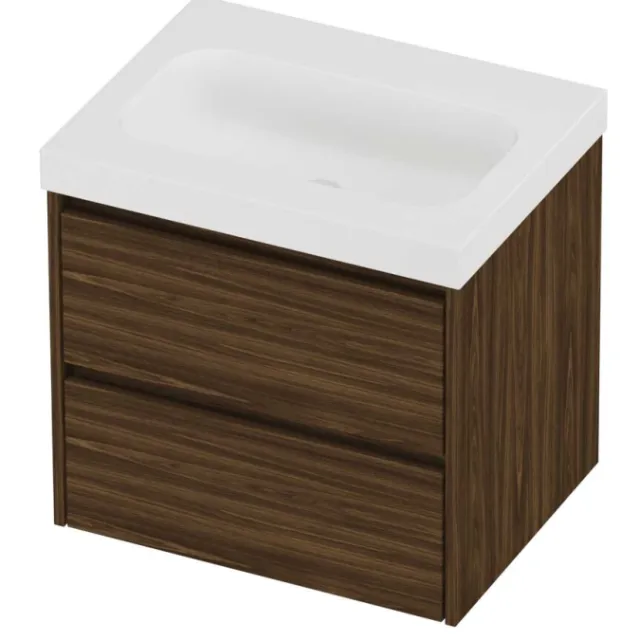 Proline Haga Badmeubelset Polystone Mezza 60x46x58 cm Mat White Cabana Oak Eiken