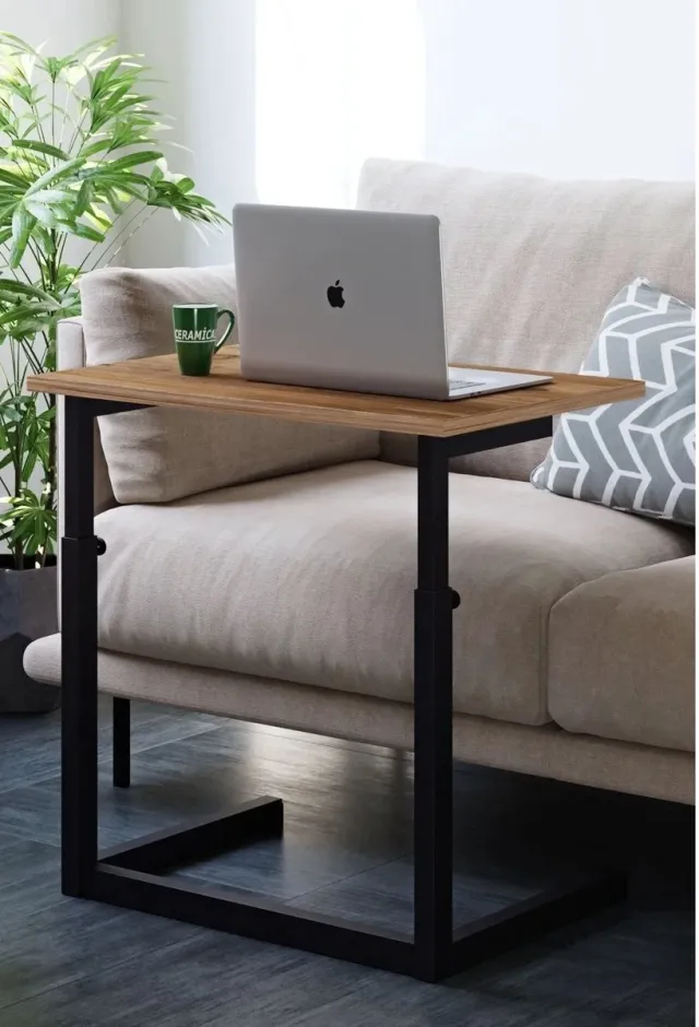 Bofigo Laptoptafel - Bijzettafel - Hoogteverstelbare - Pijnboom - 40x60x73 cm Atlantische Pijnboom